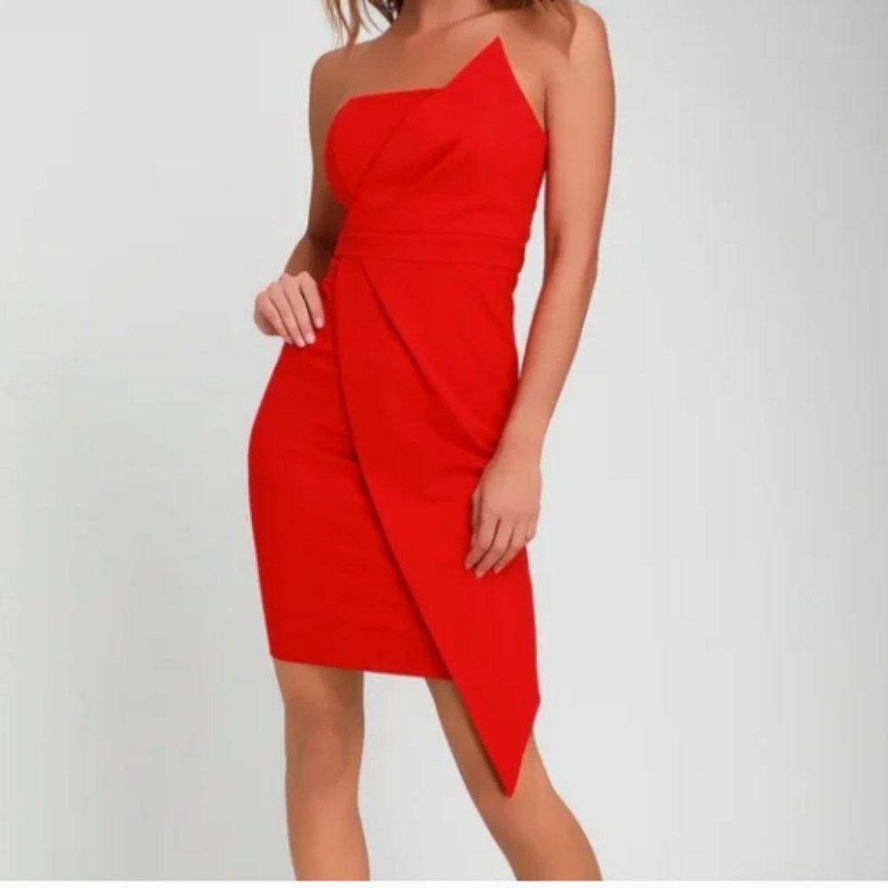 Queen of the City Red Strapless Bodycon Dress XS NWOT